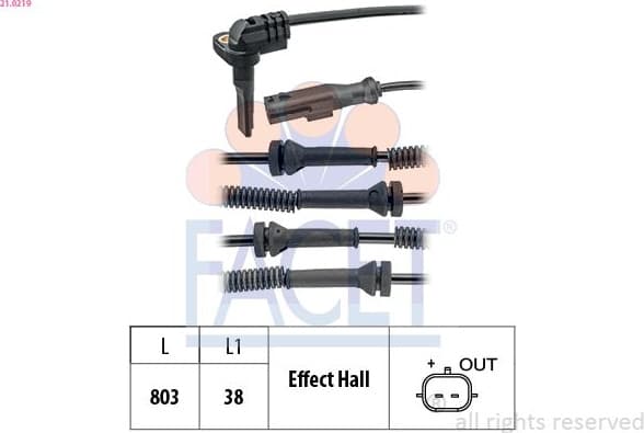Sensor, wheel speed Made in Italy - OE Equivalent 21.0219