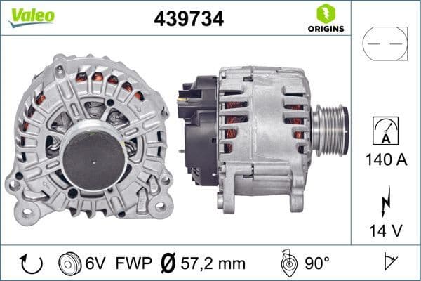 Alternator VALEO ORIGINS NEW OE TECHNOLOGY 439734