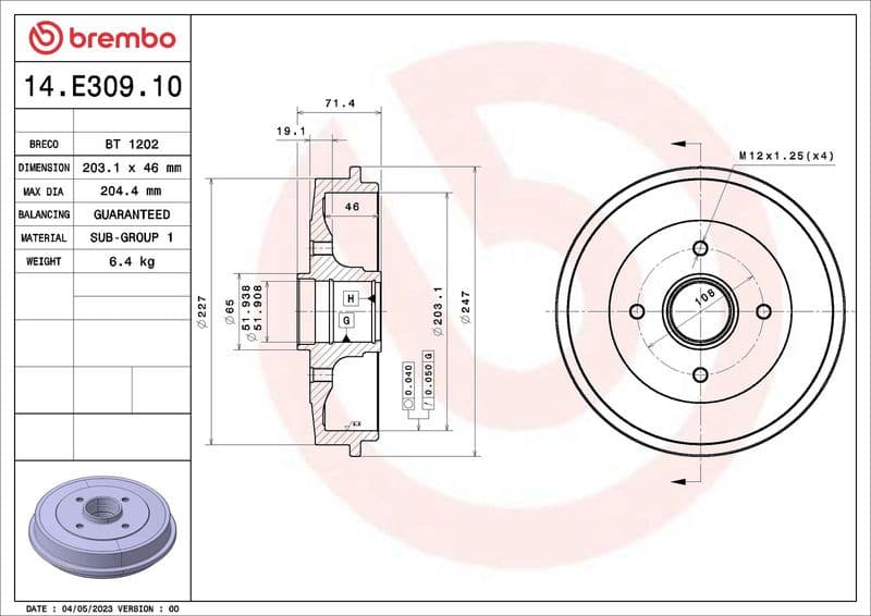 Brake Drum ESSENTIAL LINE 14.E309.10