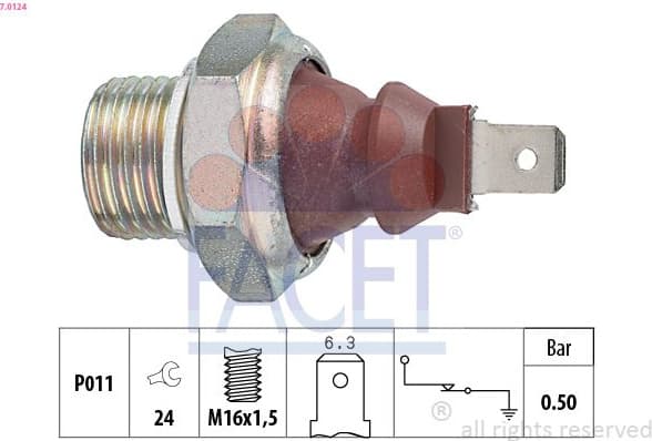 Oil Pressure Switch Made in Italy - OE Equivalent 7.0124