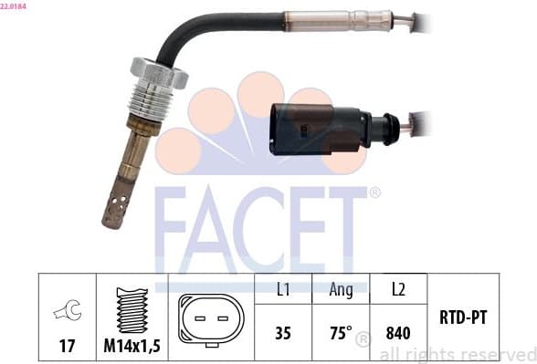 Sensor, exhaust gas temperature Made in Italy - OE Equivalent 22.0184