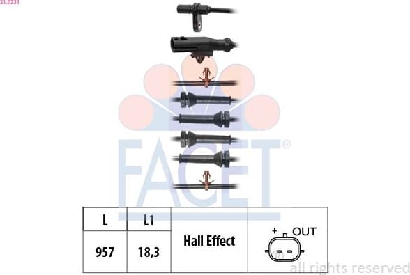 Sensor, wheel speed Made in Italy - OE Equivalent 21.0231
