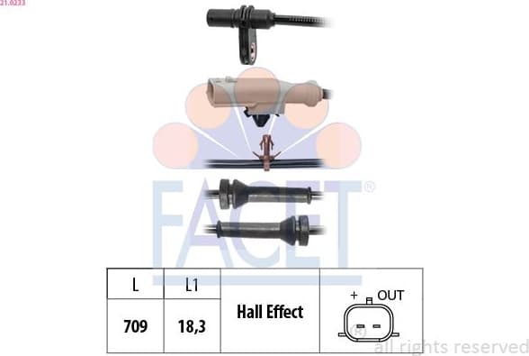 Sensor, wheel speed Made in Italy - OE Equivalent 21.0233