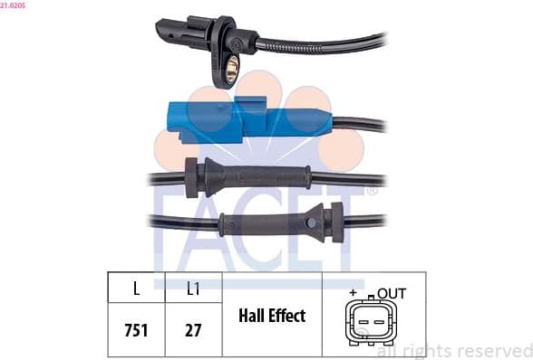 Sensor, wheel speed Made in Italy - OE Equivalent 21.0205