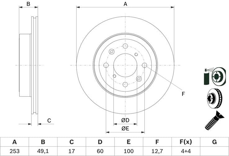 Brake Disc 0 986 479 E75 - image 2