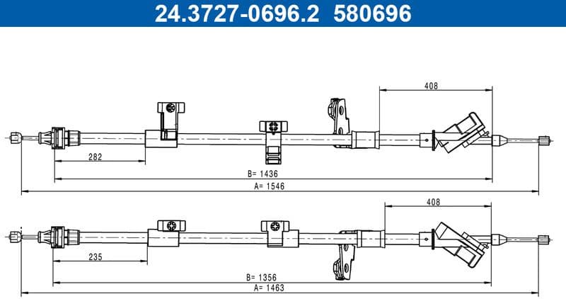 Cable Pull, parking brake 24.3727-0696.2