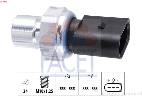 Pressure Switch, air conditioning OE Equivalent 25.0026