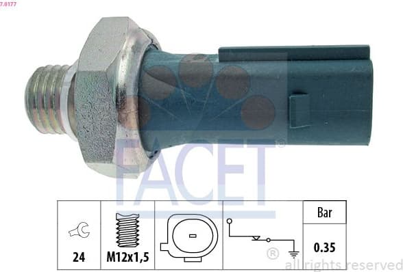 Oil Pressure Switch Made in Italy - OE Equivalent 7.0177