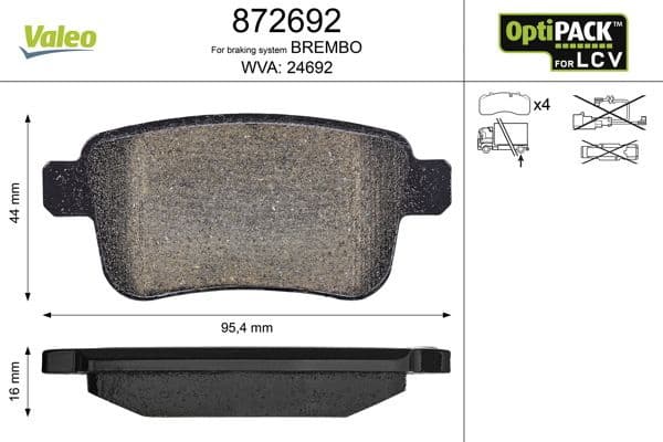 Brake Pad Set, disc brake OPTIPACK for LCV 872692