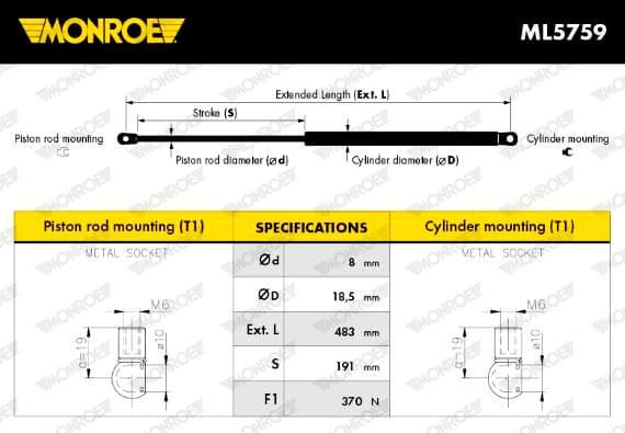 Gas Spring, boot/cargo area MONROE MaxLift ML5759 - image 7