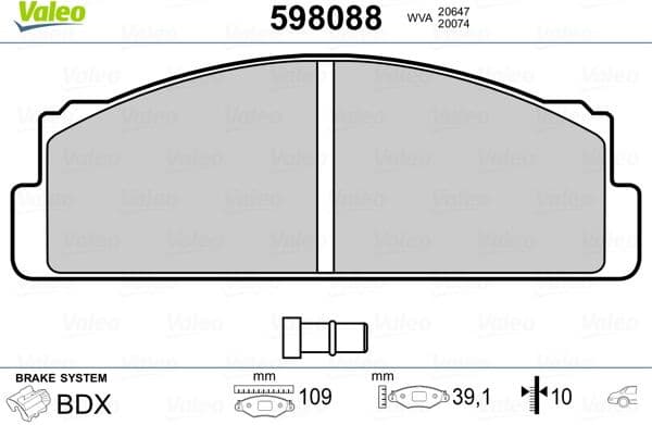 Brake Pad Set, disc brake 598088