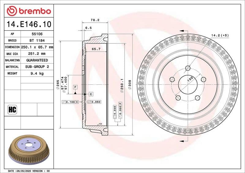 Brake Drum ESSENTIAL LINE 14.E146.10
