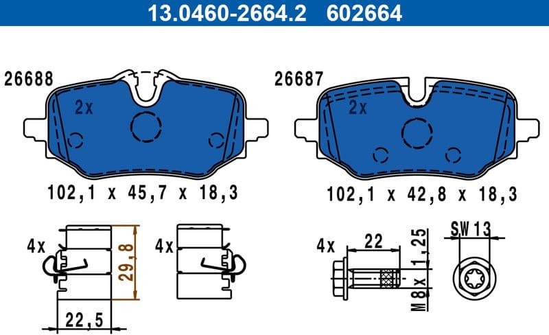 Brake Pad Set, disc brake 13.0460-2664.2