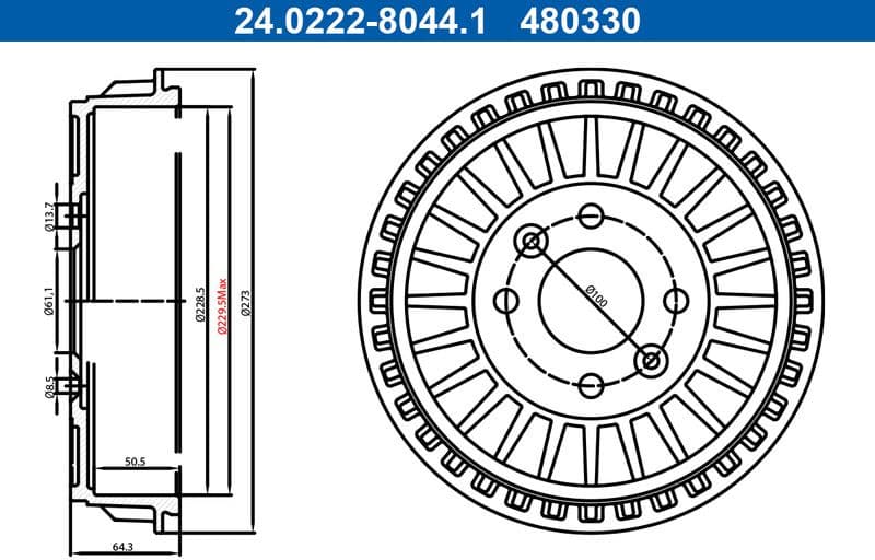Brake Drum 24.0222-8044.1