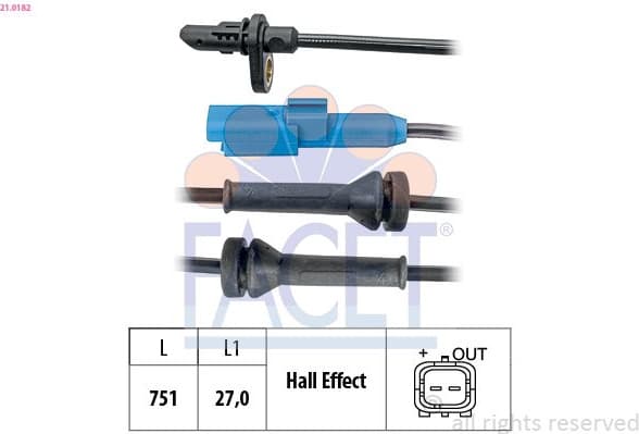 Sensor, wheel speed Made in Italy - OE Equivalent 21.0182
