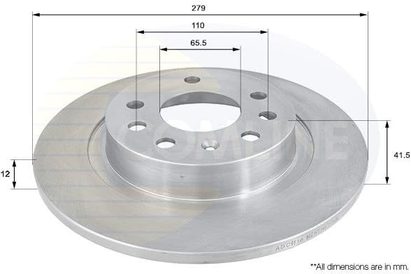 Brake disc, 1pcs REAR ADC1116 - image 2