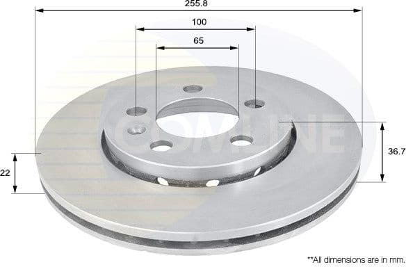 Brake disc, 1pcs FRONT ADC1407V - image 2