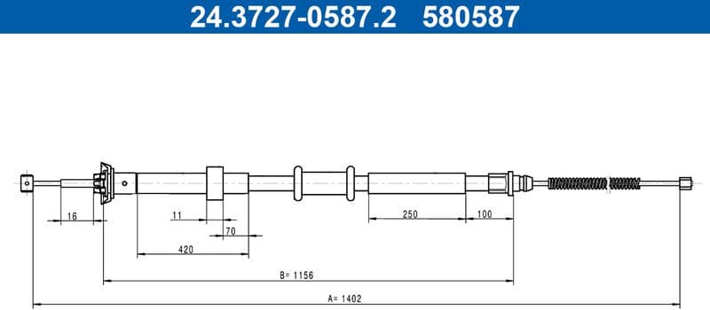 Cable Pull, parking brake 24.3727-0587.2