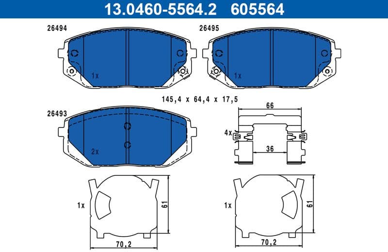 Brake Pad Set, disc brake 13.0460-5564.2