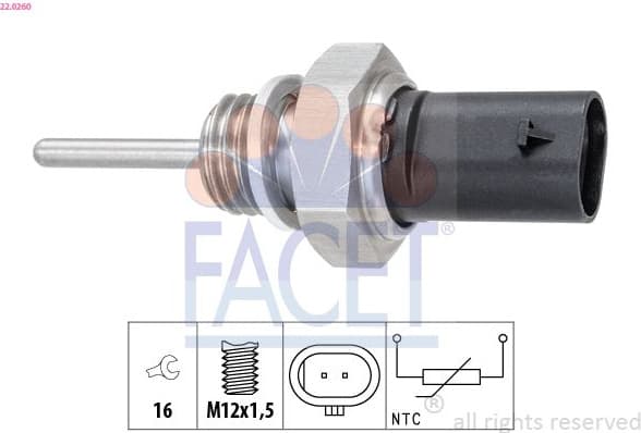 Sensor, exhaust gas temperature Made in Italy - OE Equivalent 22.0260
