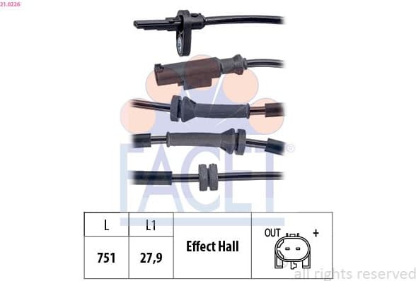 Sensor, wheel speed Made in Italy - OE Equivalent 21.0226