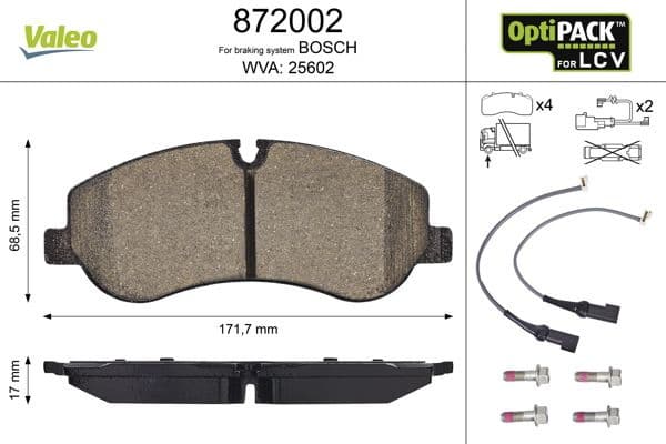 Brake Pad Set, disc brake OPTIPACK for LCV 872002