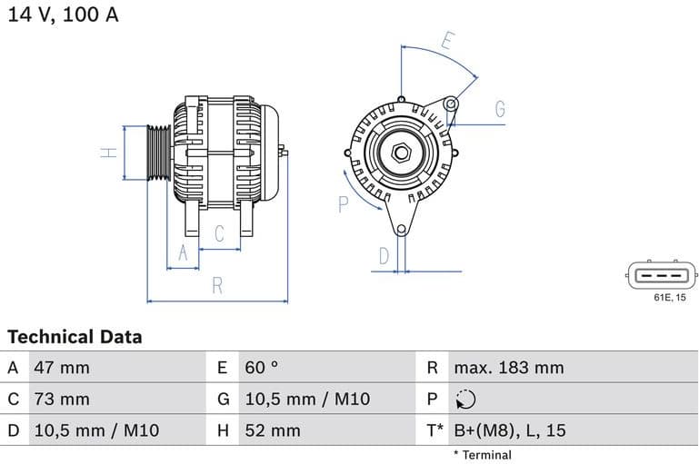 Alternator 0986080920 - image 3