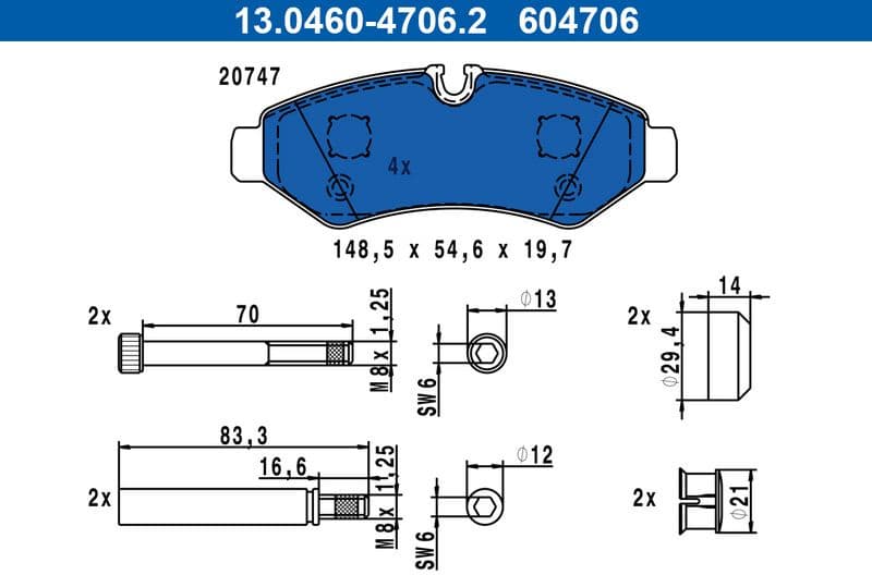 Brake Pad Set, disc brake 13.0460-4706.2