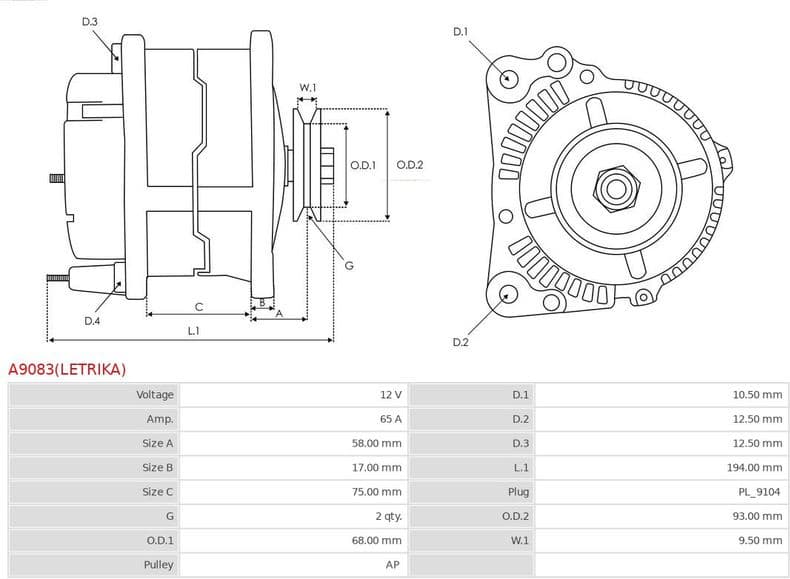 Alternator Letrika A9083(LETRIKA)