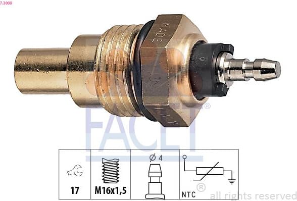 Sensor, coolant temperature Made in Italy - OE Equivalent 7.3009