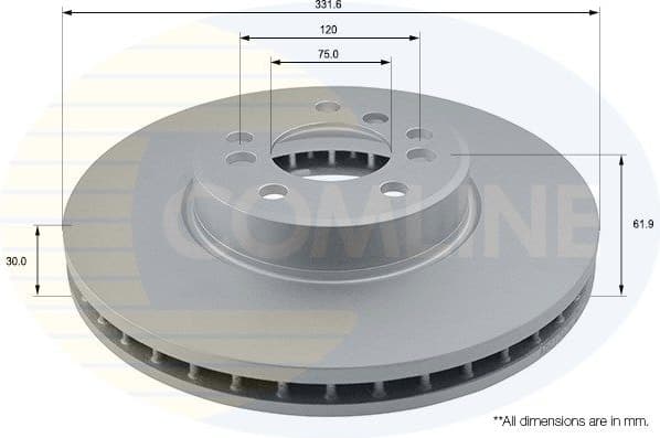 Brake disc, 1pcs FRONT ADC1707V - image 2