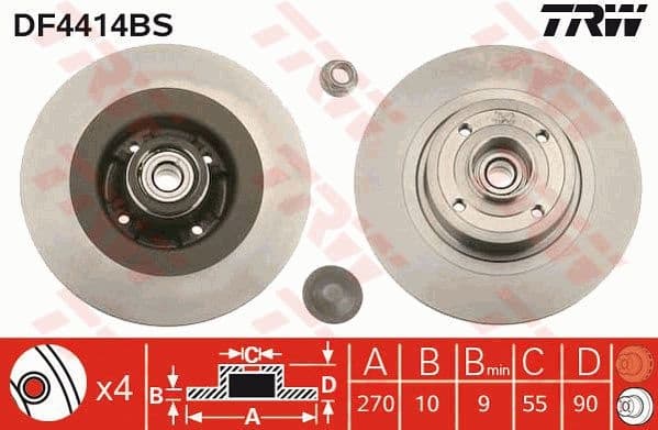 Brake Disc TRW SINGLE DF4414BS