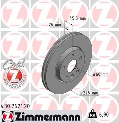 Brake disc, 1pcs FRONT 430.2621.20