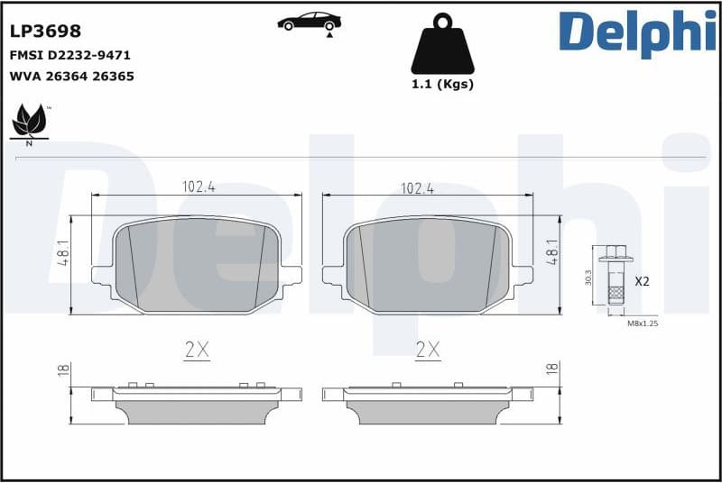Brake Pad Set, disc brake LP3698