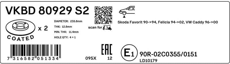 Brake Disc VKBD80929S2 - image 3