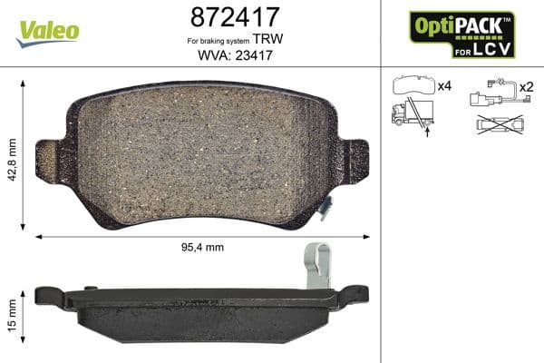 Brake Pad Set, disc brake OPTIPACK for LCV 872417