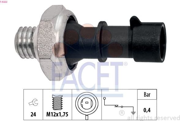 Oil Pressure Switch Made in Italy - OE Equivalent 7.0222