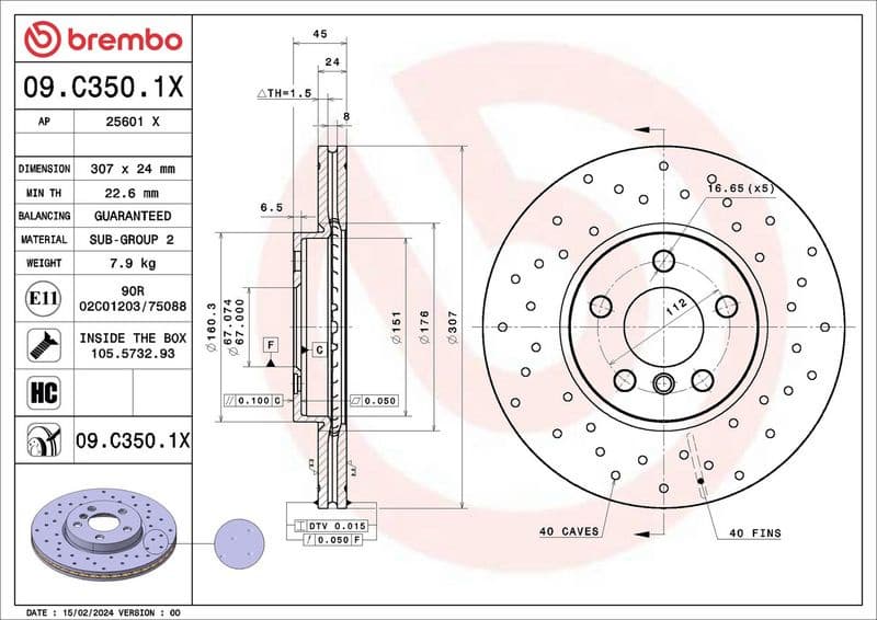 Brake Disc XTRA LINE - Xtra 09.C350.1X