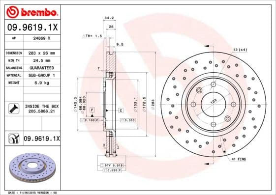 Brake Disc XTRA LINE - Xtra 09.9619.1X