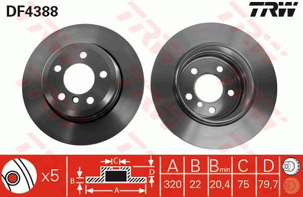 Brake discs kit rear, (2pcs), Top Quality DF4388 - image 4