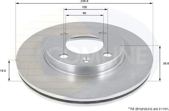 Brake disc, 1pcs FRONT ADC1404V - image 2