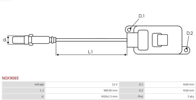 NOx Sensor, urea injection AS NOX9065 - image 3