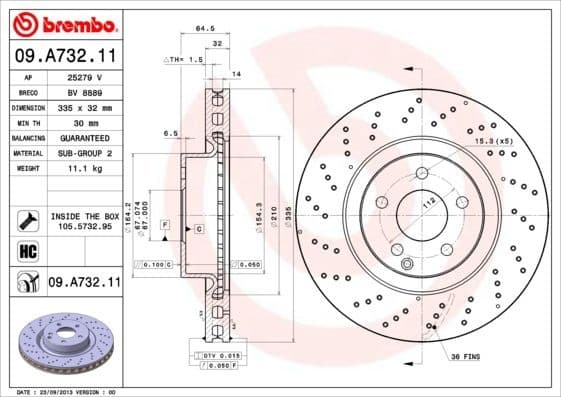 Brake Disc PRIME LINE - UV Coated 09.A732.11
