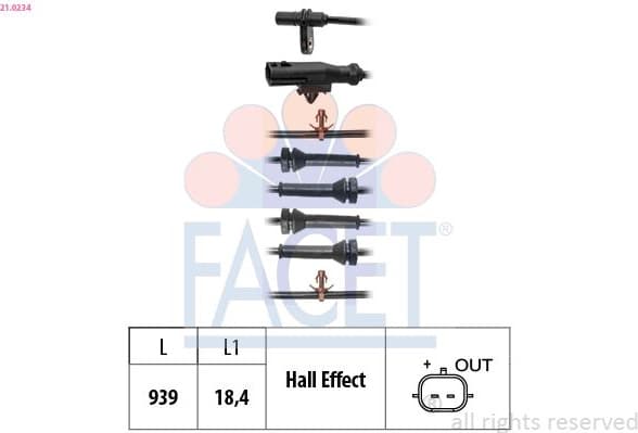 Sensor, wheel speed Made in Italy - OE Equivalent 21.0234