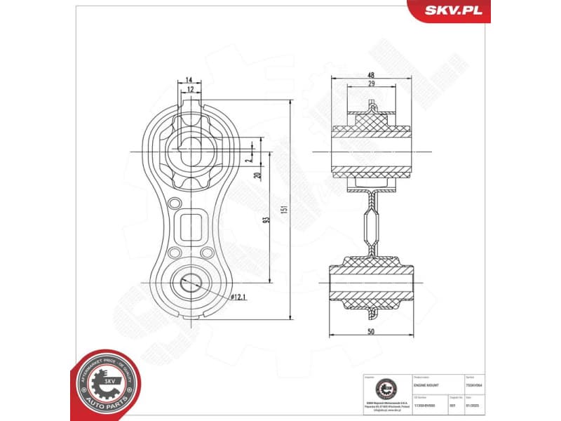 Mounting, engine 75SKV064