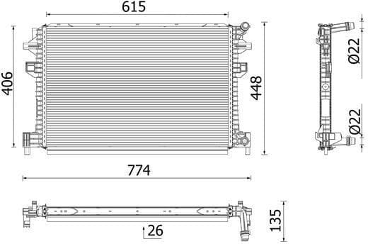 Radiator, engine cooling BEHR *** PREMIUM LINE *** CR959001P