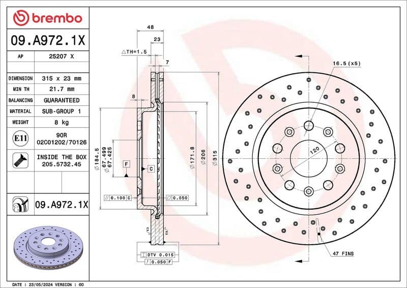 Brake Disc XTRA LINE - Xtra 09.A972.1X