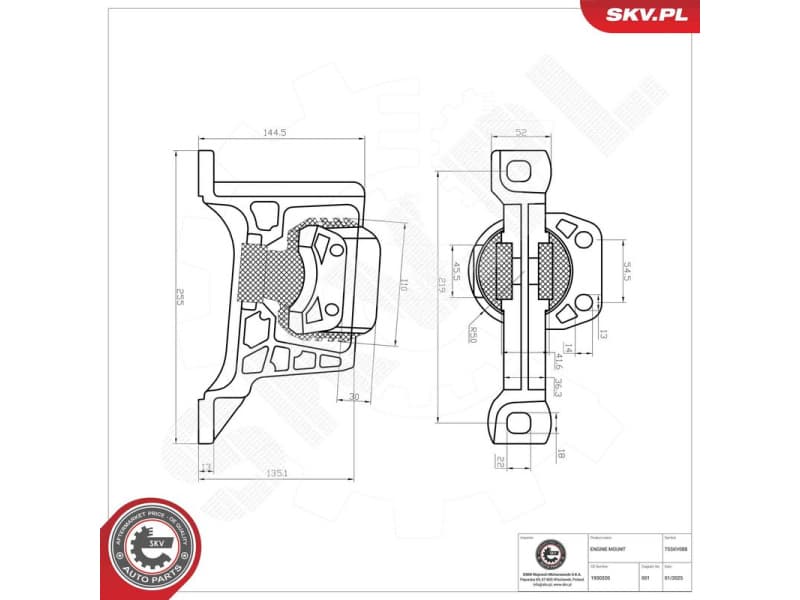 Mounting, engine 75SKV088