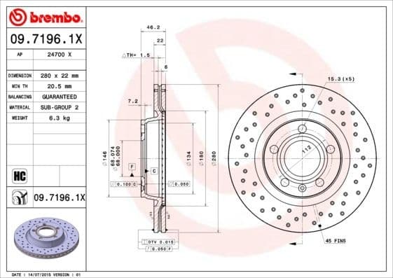 Brake Disc XTRA LINE - Xtra 09.7196.1X