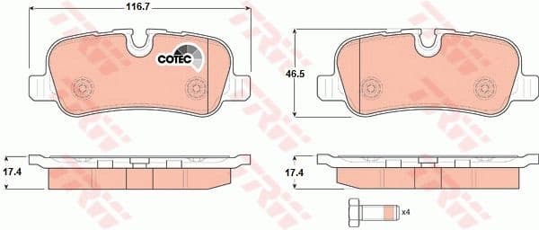 Brake pads rear, Top Quality GDB1632